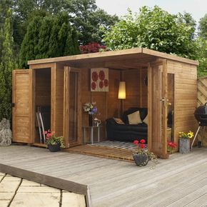 10 x 8 Contemporary Summerhouse with Side Shed | Contemporary .