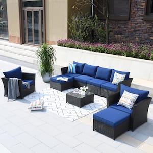 XIZZI Huron Gorden Brown 9-Piece Wicker Outdoor Patio Conversation .