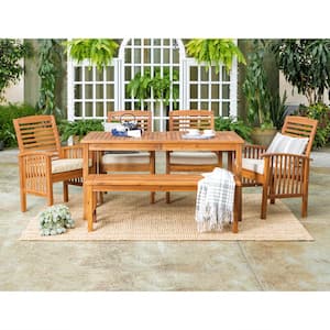 Walker Edison Furniture Company 6-Piece Brown Classic Traditional .