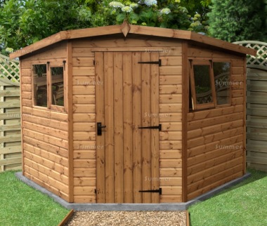 Stanwell Georgian With Glass Door Corner Shed | Corner Shed 8x8 .