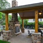 Covered patio with fireplace | Comfy Home | Rustic outdoor .