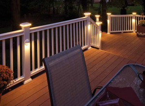 Enjoy your outdoor living space in the evenings with the ambiance .