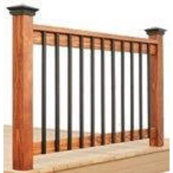 Pegatha 32-1/4 in. x 1 in. Black Aluminum Face Mount Deck Railing .