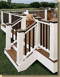 Dark Spindles and White Ballusters for Stunning Deck Raili