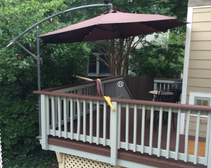 Mount a Deck Umbrella to Save Space | Deck shade, Deck umbrella .