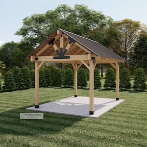 12'x16' Wood Gazebo Plan, Post Gable Complete Pavilion DIY .