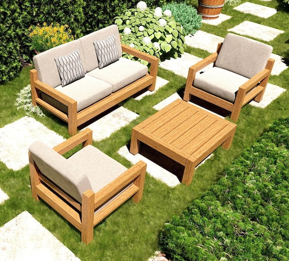 DIY Outdoor Furniture Sofa Set Plans, Patio Bench Plans, Garden .