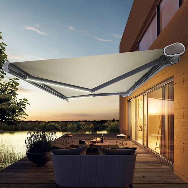 Electric Folding Arm Patio Full Cassette Awning/Aluminum Full .