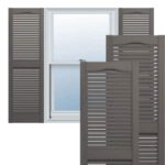 Builders Edge 14.5 in. x 36 in. Louvered Vinyl Exterior Shutters .