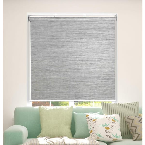 Arlo Blinds Gray Cordless Natural Weave Light Filtering Fabric .