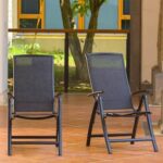 Clihome Aluminium Frame Folding Patio Reclining Sling Chairs with .