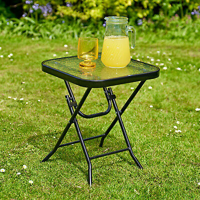 Garden Table 40cm Square Glass Top Folding Outdoor Patio Home .