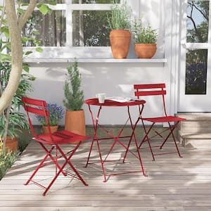 3-Piece Metal Steel Outdoor Patio Bistro Set Folding Patio .