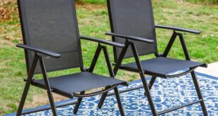 PHI VILLA Black Metal Outdoor Patio Dining Chairs Folding .