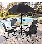 Amazon.com: Vongrasig 6 Piece Folding Patio Dining Set,Small Metal .