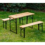 Outsunny 6 ft. Wooden Folding Picnic Outdoor Table Bench Set 840 .