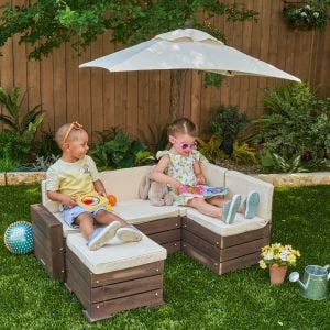 Outdoor Sectional Set for Kids - Bear Brown & Beige | KidKra