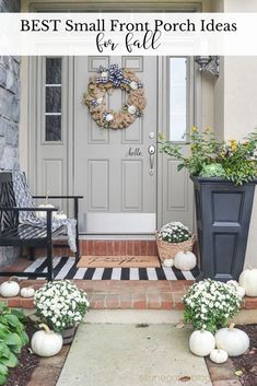 Fall Porch Decorating Ideas | Small fall porch, Front porch .