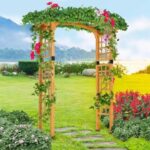 Outsunny 90 in. x 28.5 in. Fir Wood Garden Arbor Arch with Trellis .