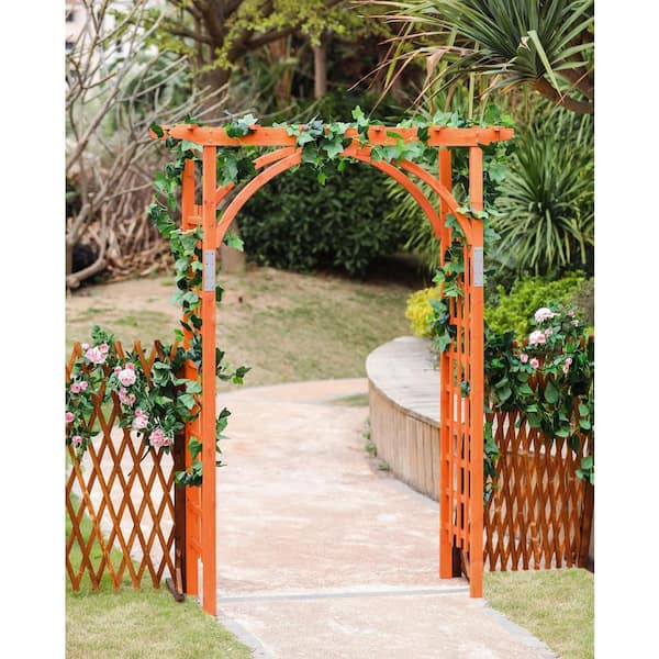 LuxenHome 85.04 in. x 62.99 in. Wood Garden Arbor WHOF1192 - The .