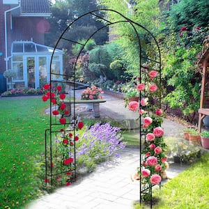 94 .5 in. H x 55 in. W Black Metal Garden Arbor Trellis Climbing .