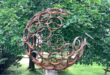 Metal Rusty Garden Modern Art Decorative Open Sphere Ornament .
