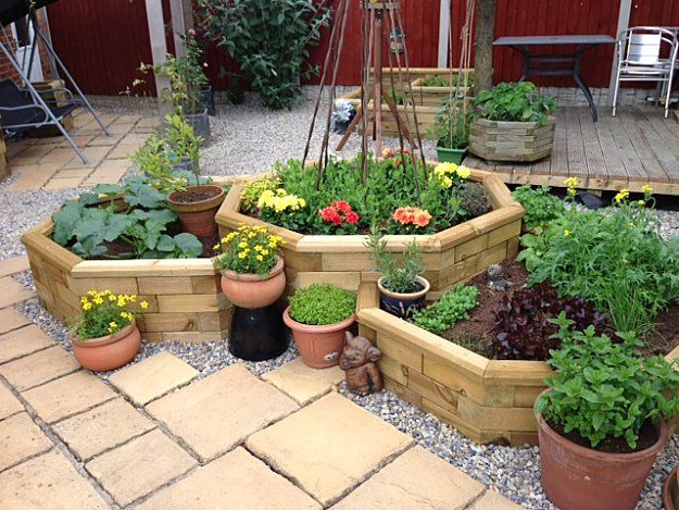 Patio With Raised Garden Bed | Creative Raised Bed Garden Ideas .