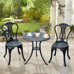Aluminium Cafe Bistro Set Garden Furniture Table and Chair 3pc .