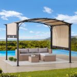 Sunjoy 9.5 ft. x 11 ft. Outdoor Steel Arched Pergola with .