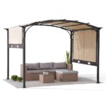 Sunjoy 9.5 ft. x 11 ft. Outdoor Steel Arched Pergola with .