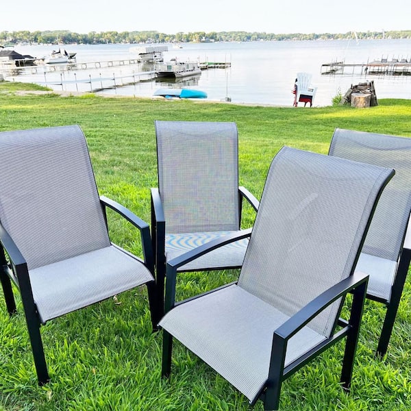 Cisvio Patio Chairs Set of 4, Rust-Free Outdoor Chairs W/Metal .