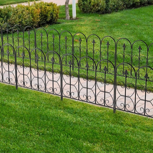 Kingdely 32 in. H x 24 in. Black Steel Garden Fence Panel .