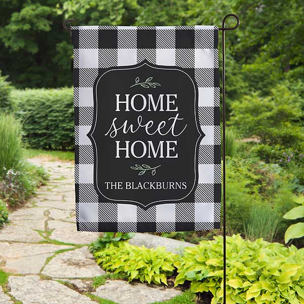 Black & White Buffalo Check Personalized Garden Fl