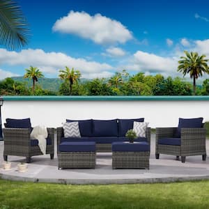 SANSTAR 5-Piece Patio Conversation Sofa Set Garden Furniture .