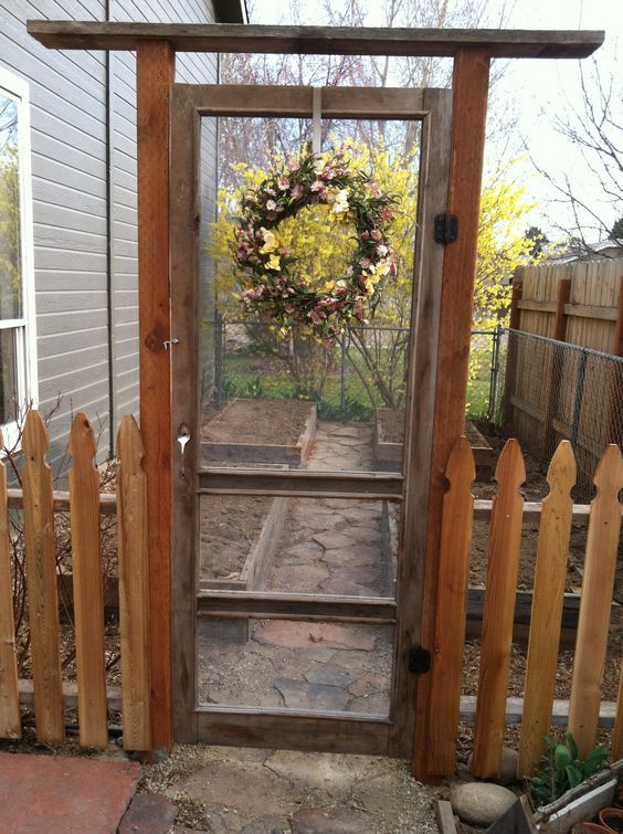 My new Garden Gate made from an old screen door! | Garden gate .