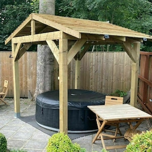 Wooden Gazebo 2.4m X 2.4m Hot Tub Shelter Enclosure, Timber Garden .