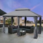 Outsunny 10 ft. x 13 ft. 2-Tier Steel Outdoor Garden Gazebo With .