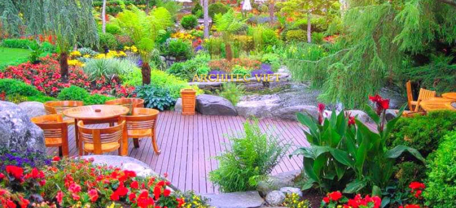 Landscape design of garden to enhance the value of living space .