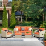 Better Homes & Gardens River Oaks Outdoor Sofa & 2 Nesting Tables .