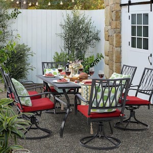 Nuu Garden 7-Pieces Rust-Free Metal Outdoor Patio Dining Set with .