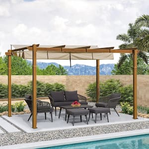 BANSA ROSE 13 ft. x 10 ft. Outdoor Wood-looking Aluminum Pergola .