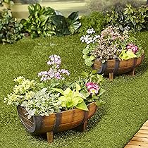 Amazon.com: Half Barrel Garden Planters – Farmhouse Garden - Set of