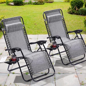 JOYESERY Gray Zero Gravity Folding Chair Patio Recliner with .