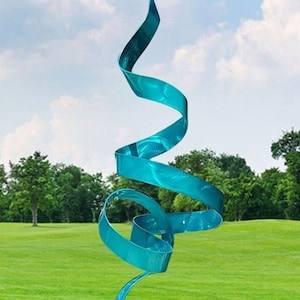 Large Teal Garden Sculpture Modern Metal Art Sculpture for Indoor .