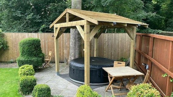 Wooden Gazebo 2.4m X 2.4m Hot Tub Shelter Enclosure, Timber Garden .