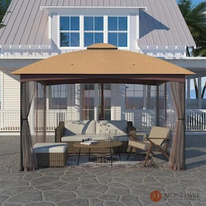 Mondawe 10 ft. x 12 ft. Outdoor Steel Frame Patio Gazebo Pavilion .