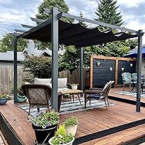 Amazon.com: PURPLE LEAF 10' X 12' Outdoor Retractable Pergola with .