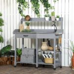 Outsunny Potting Bench Table Includes Removable Outdoor Sink .
