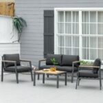 Corrigan Studio® 4 Piece Patio Furniture Set Aluminium .