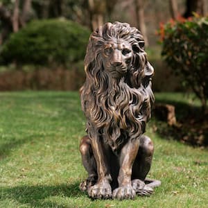 Glitzhome 20.75 in. H MGO Guardian Sitting Lion Garden Statue .